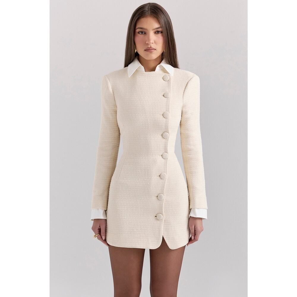 House of CB Cream Button-Front Mini Dress - Picture 4 of 11